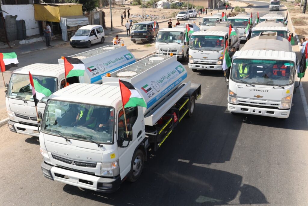 With contributions from Dar Al Ber & Fujairah Charity, Operation Chivalrous Knight 3 provides nine water tankers to Gaza Strip